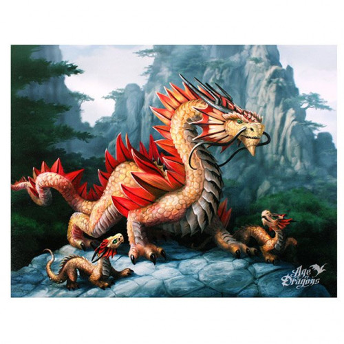 Golden Mountain Dragon Canvas Plaque (Small)