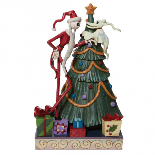 Decking the Halls - Santa Jack with Zero by Tree Figurine (25cm)
