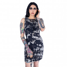 Cyrene Dress (Black/Grey Tie-dye)