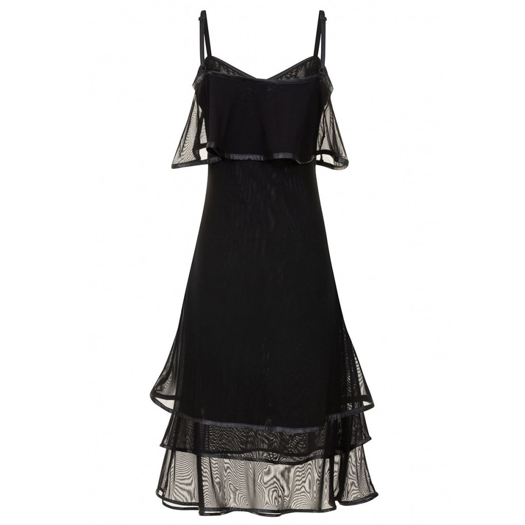 layered mesh gown