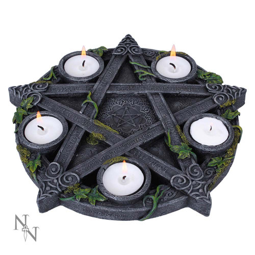 Wiccan Pentagram Tea light Holder (25.5cm)