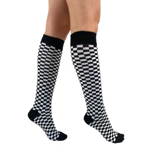 Knee High Socks With Black/White Squares