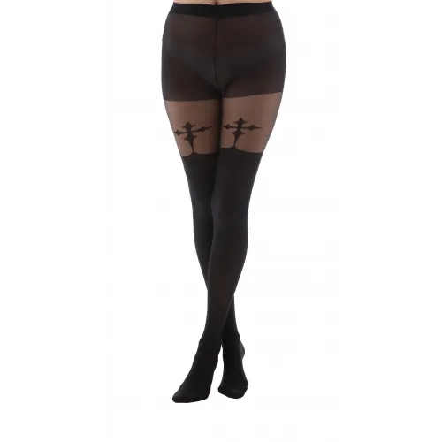 Gothic Cross Suspender Tights