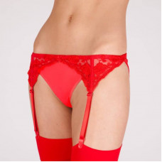 Narrow Lace Suspender Belt (Red)