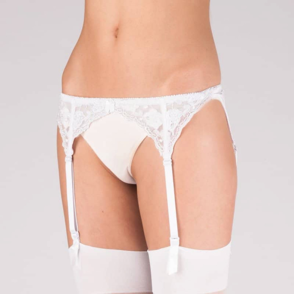 Narrow Lace Suspender Belt White Eternal Goth