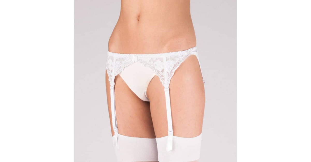 Narrow Lace Suspender Belt (White) - Eternal Goth