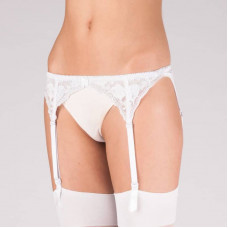 Narrow Lace Suspender Belt (White)