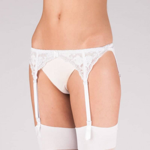 Narrow Lace Suspender Belt (White)