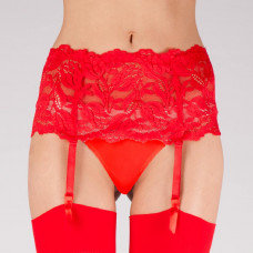 Wide Lace Suspender Belt (Red)